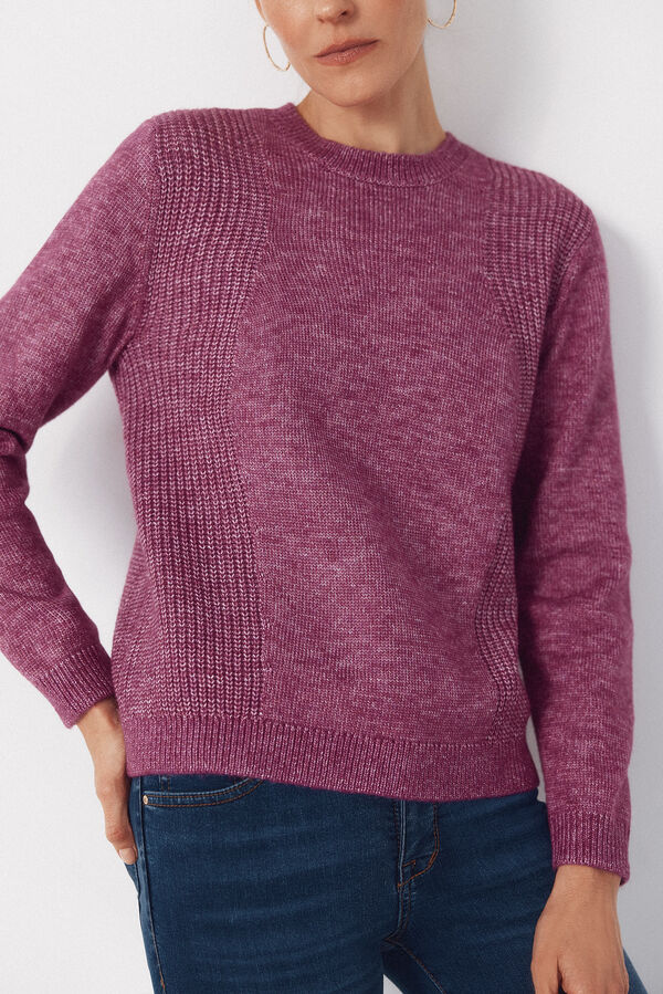 Cortefiel Jersey punto combinado Morado