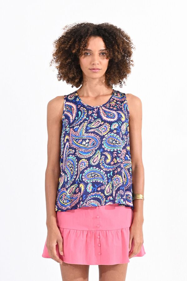 Molly Bracken Top de mulher sem manga com estampado Multicolorido