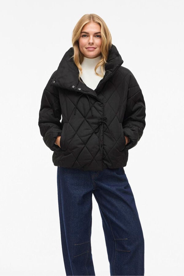 Vila Abrigo acolchado cuello chimenea Negro