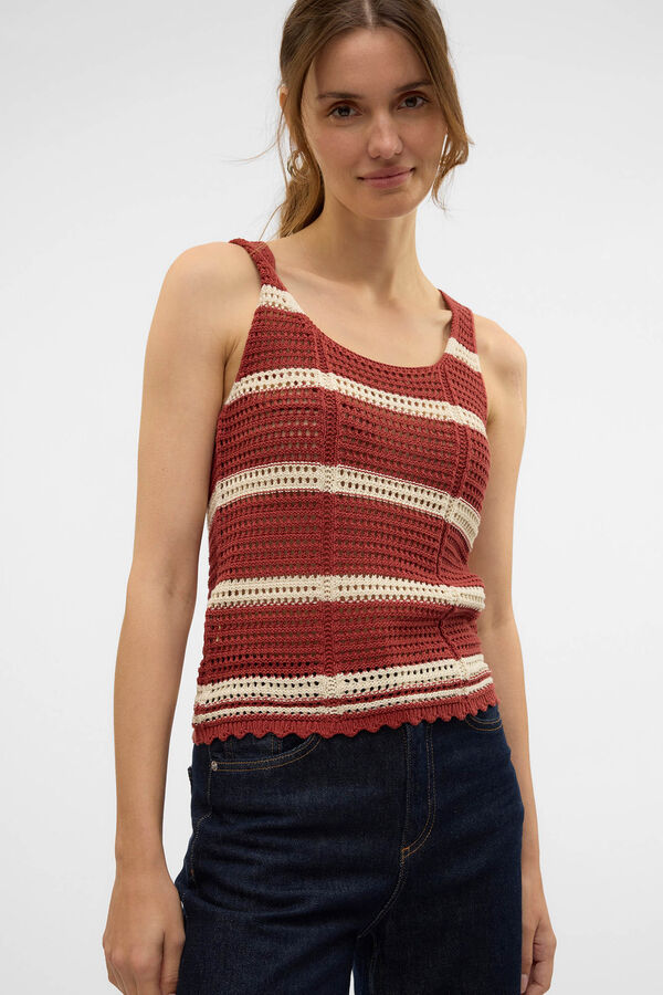 Vero Moda Blusa manga de crochet  Vermelho