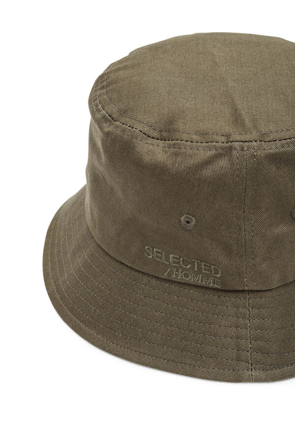 Selected Sombrero Bucket con logo bordado confeccionado 100% con algod&oacute;n org&aacute;nico. Verde