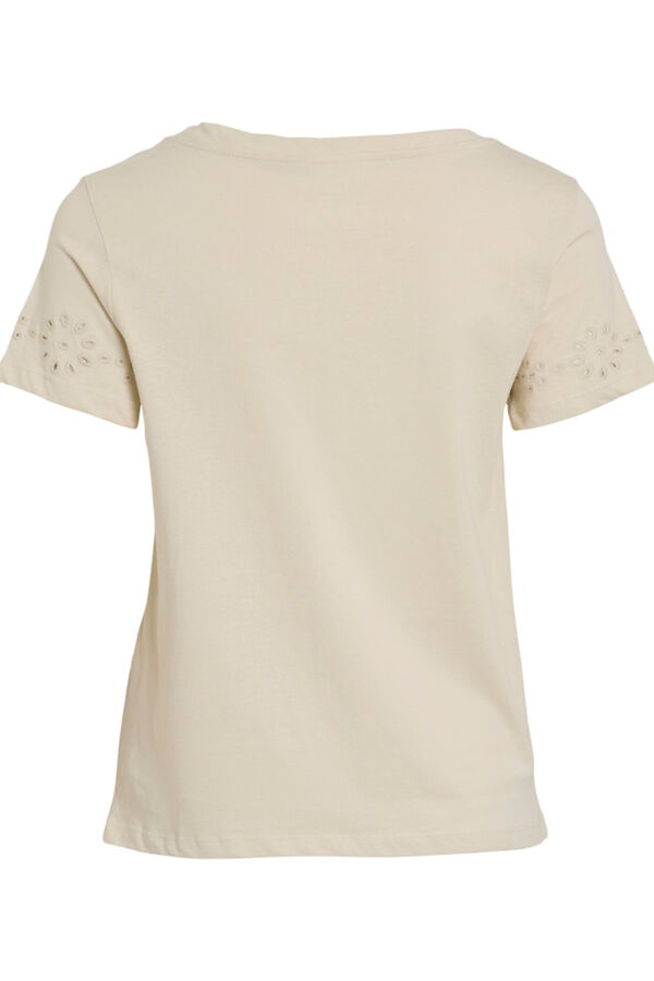 Vila Camiseta manga corta detalle calados de algod&oacute;n org&aacute;nico Gris