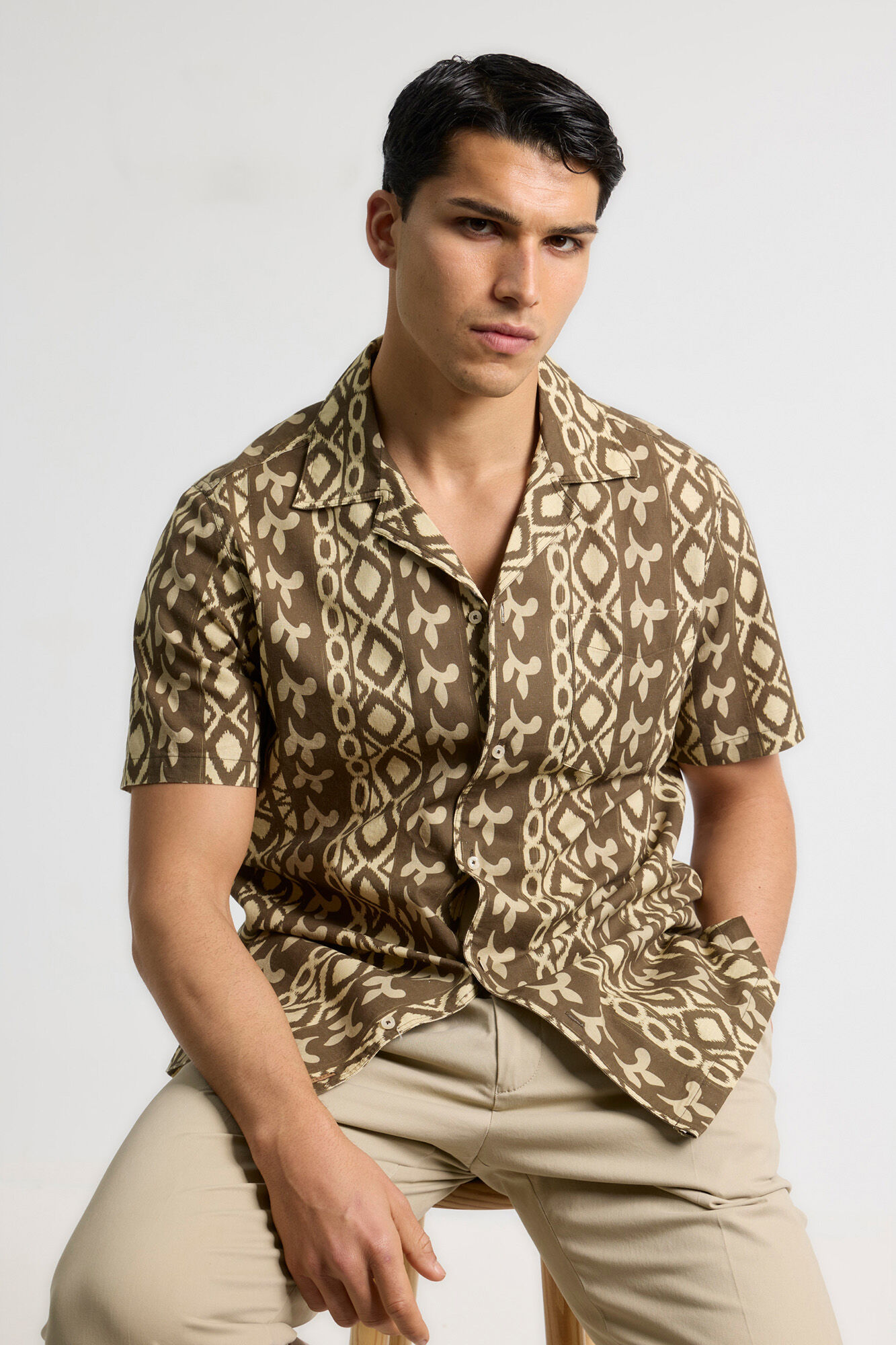PuroEGO Camisa lino estampada
