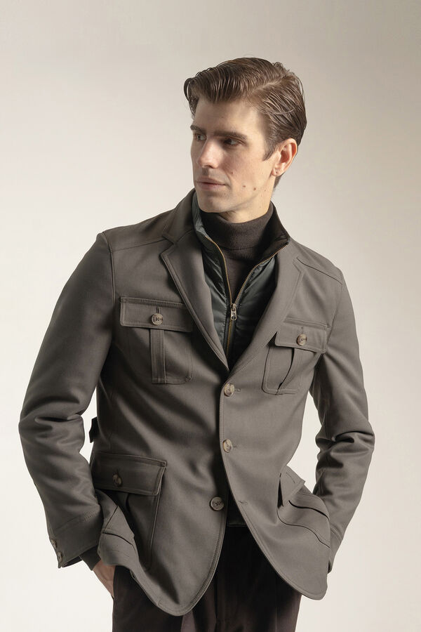 PuroEGO Chaqueta sahariana kaki Kaki