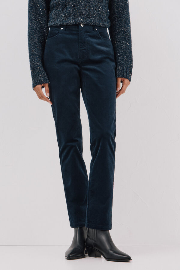 Cortefiel Pantal&oacute;n Sensational velvet Azul marino