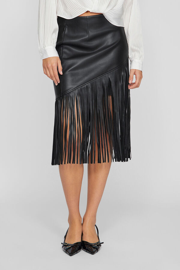 Vila Falda polipiel flecos Negro