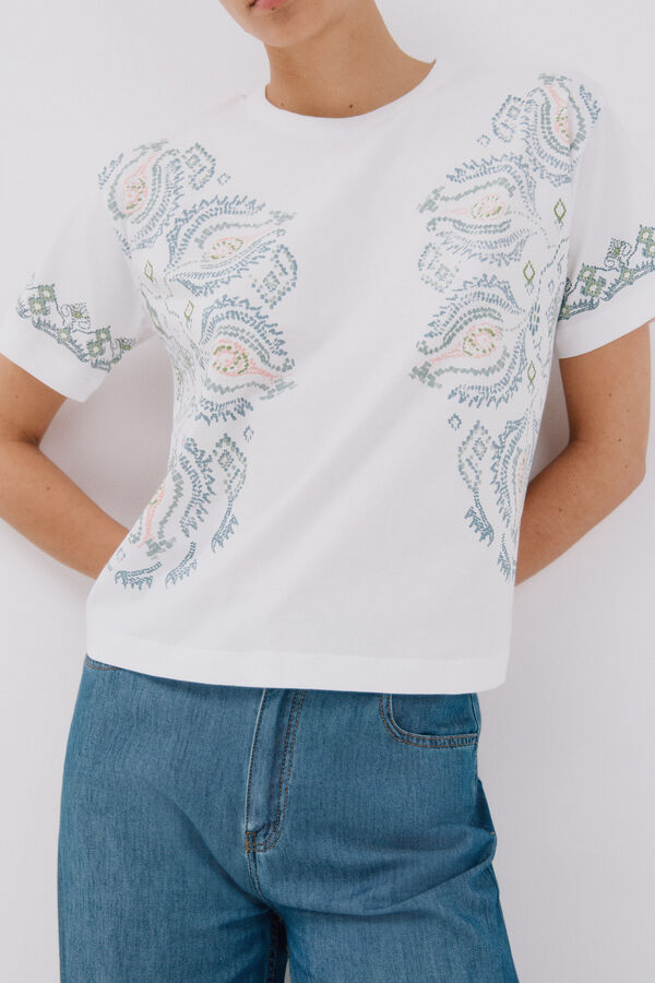 Cortefiel T-shirt estampada Branco