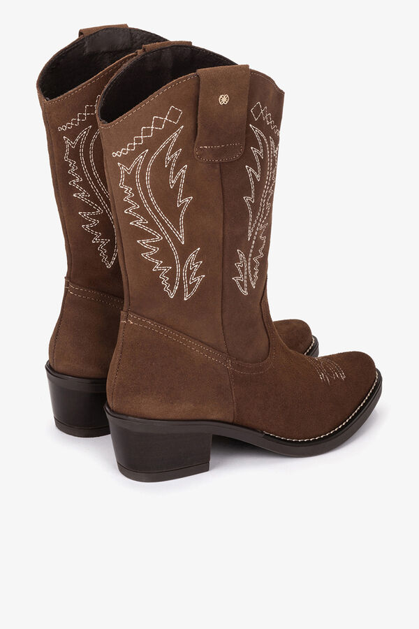 Cupl&eacute; Bota cowboy serraje cuero Marr&oacute;n