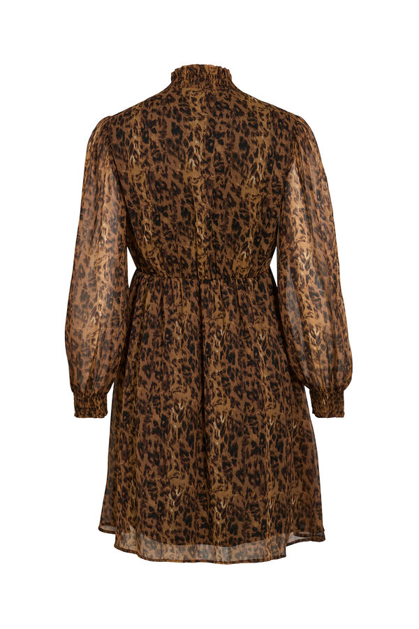 Vila Vestido curto de chiffon estampado Castanho