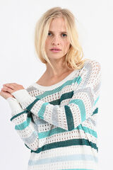 Molly Bracken Camisola de mulher de manga comprida &agrave;s riscas Verde