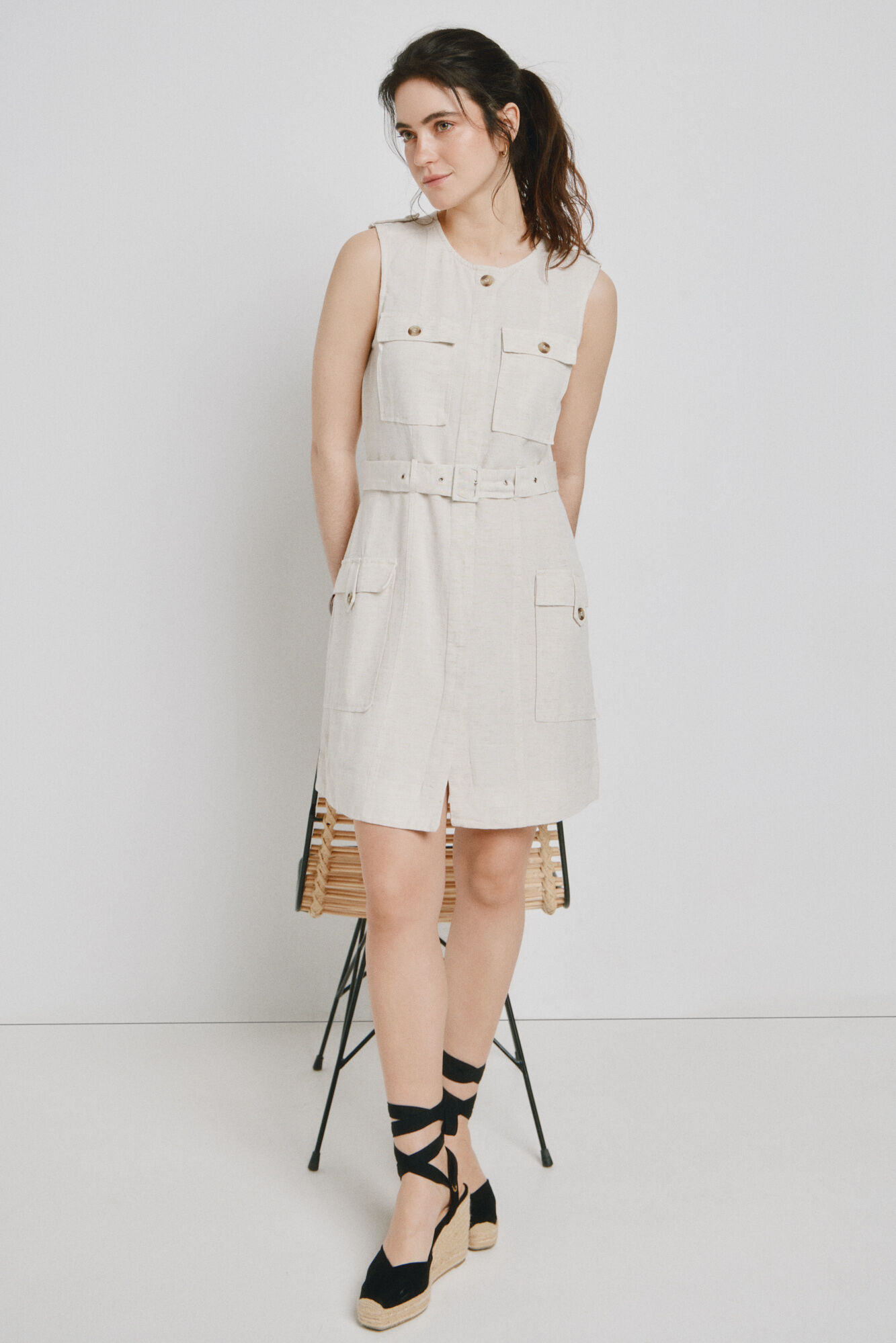 Vero Moda Vestido corto estilo safari