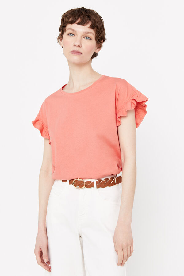 Cortefiel Camiseta volante Coral