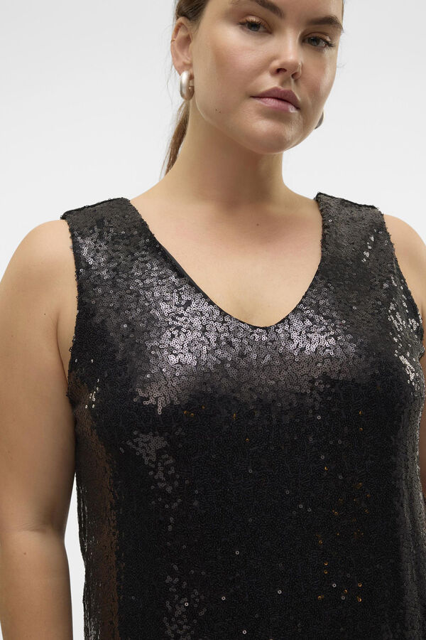 Vero Moda Curve Top plus size com lantejoulas Preto