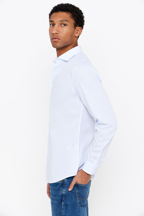 Cortefiel Camisa vestir cuadros slim fit f&aacute;cil plancha Azul