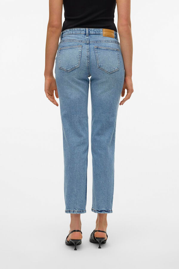 Vero Moda Vaquero recto de tiro medio Azul