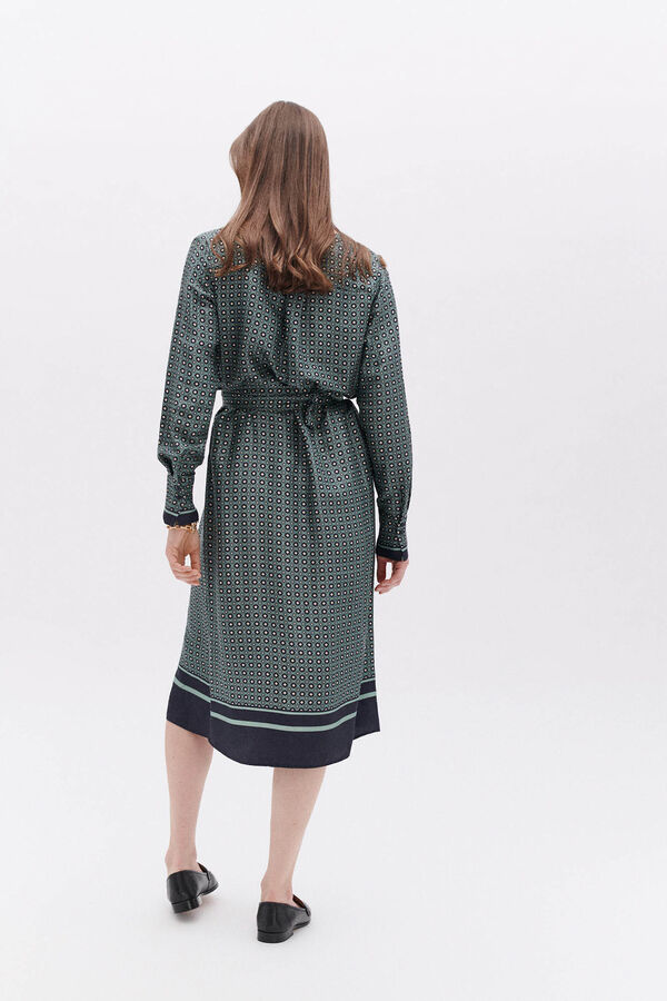 Caroll  Vestido midi flu&iacute;do estampado Azul