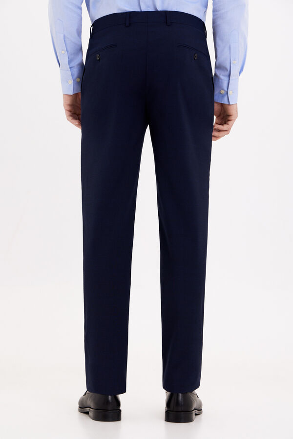 Cortefiel Pantal&oacute;n microcuadro slim fit Azul marino