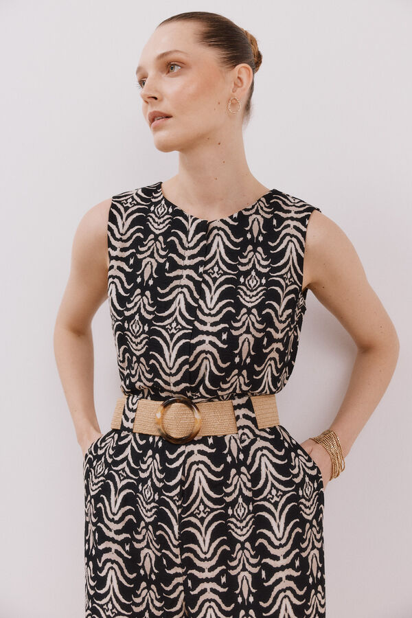 Cortefiel Mono con cinturón a contraste Estampado gris