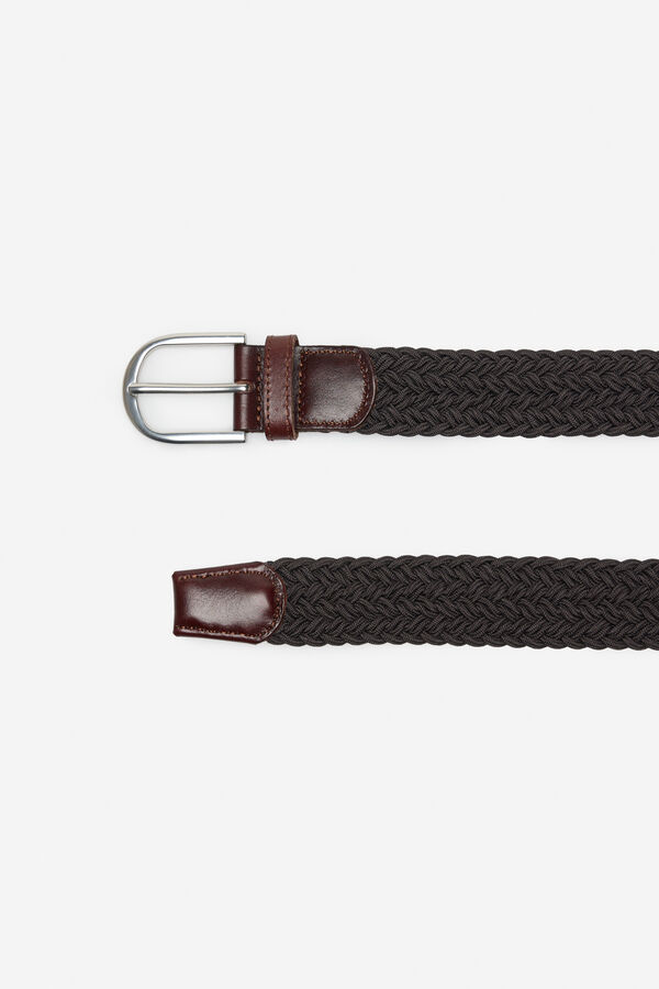 Cortefiel Cintur&oacute;n trenzado elastico Marr&oacute;n oscuro