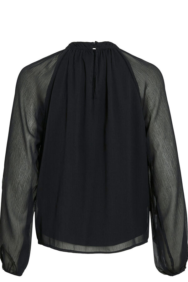 Vila Blusa de gasa con volantes Negro