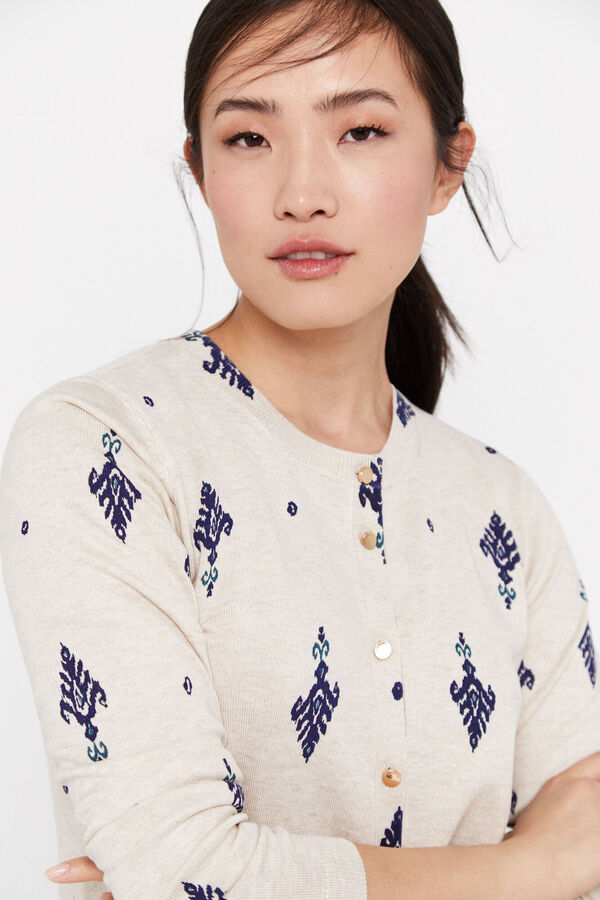 Cortefiel Chaqueta punto estampada Estampado azul