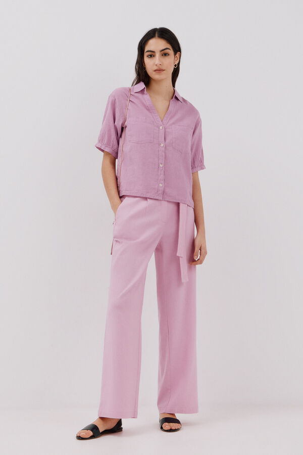 Cortefiel Pantal&oacute;n lino Rosa