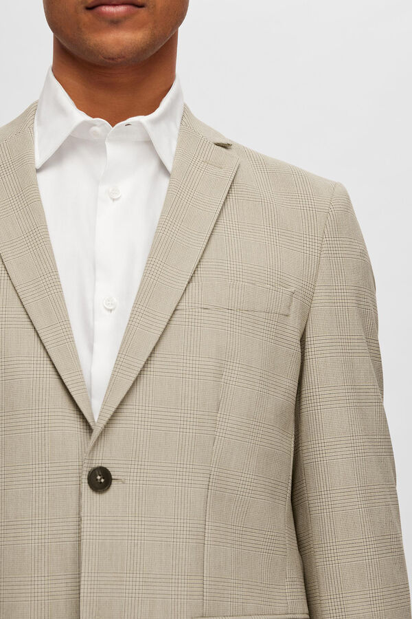 Selected Americana de cuadros Slim Fit confeccionada con materiales reciclados Beige