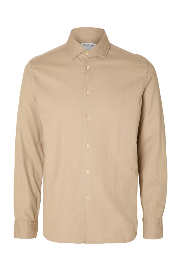 Selected Camisa de manga comprida confecionada com algodão orgânico Cinzento