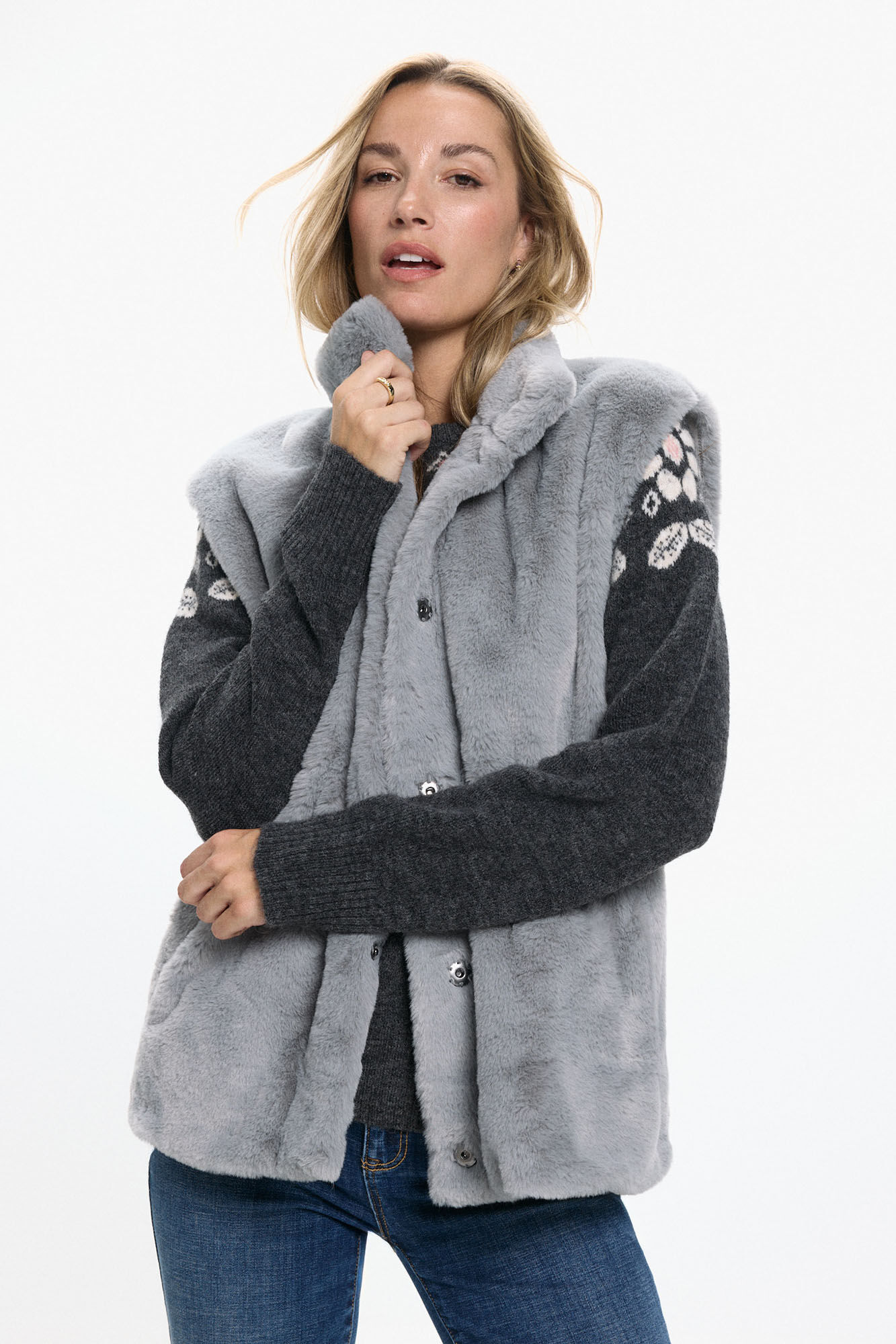 Vero Moda Chaleco de pelo cuello alto