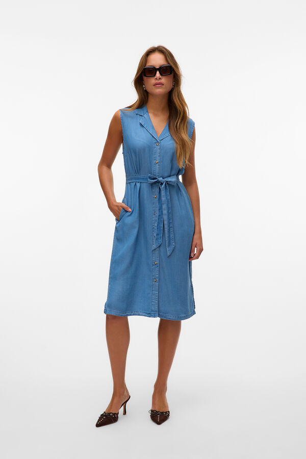 Vero Moda Vestido midi camisero Azul