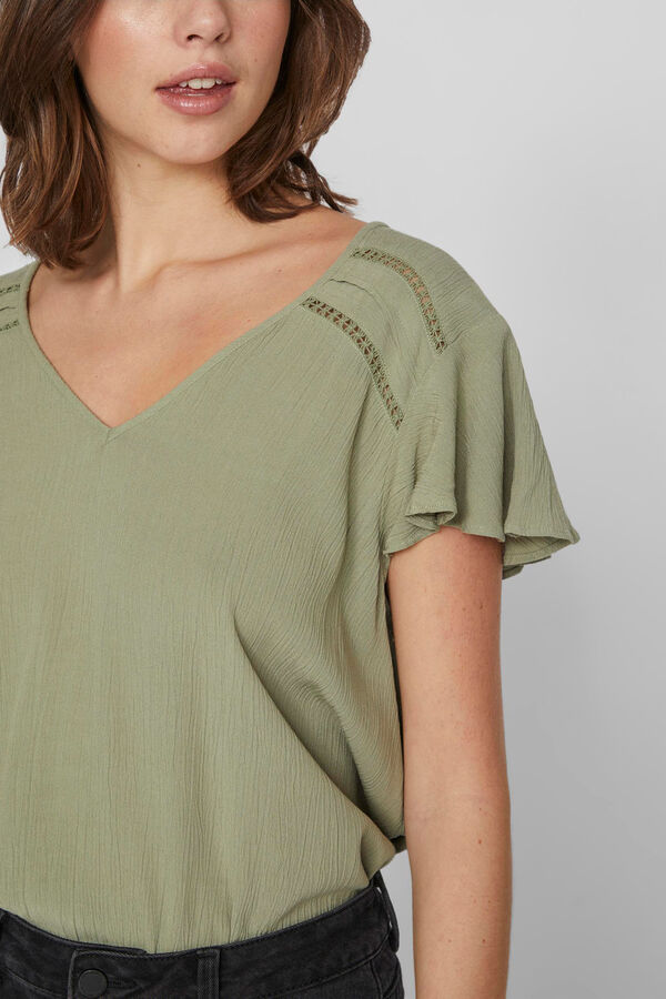 Vila Blusa cuello escote Verde