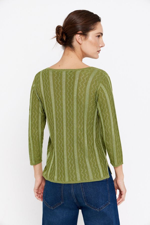 Cortefiel Camisola com fios metalizados Verde