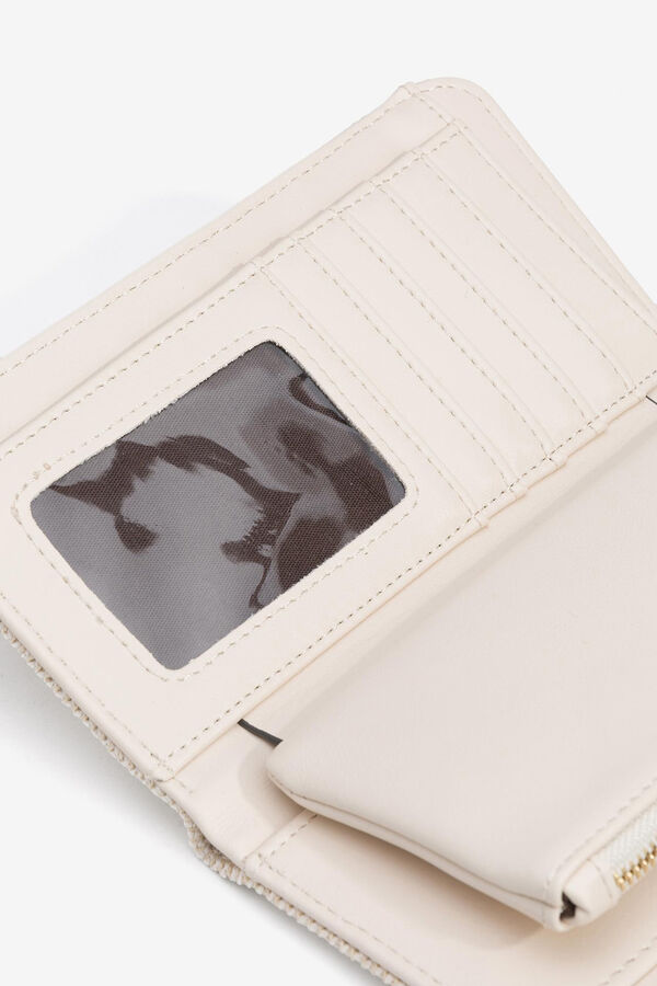 Vilanova Monedero efecto mimbre con solapa Beige