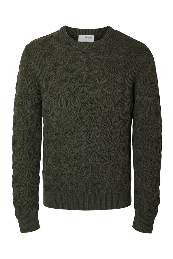 Selected Jersey estructura confeccionado con algodón orgánico. Verde oscuro