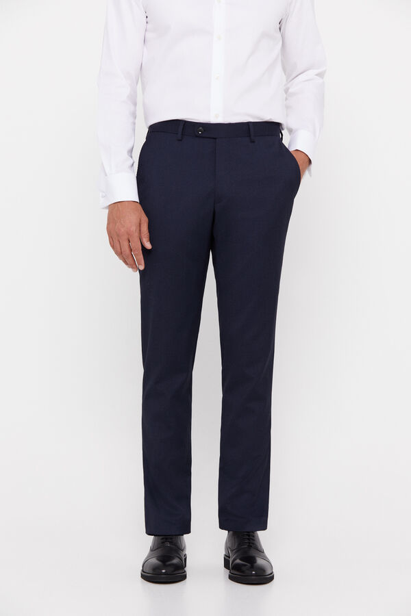 Cortefiel Pantal&oacute;n de canutillo en slim fit Azul marino
