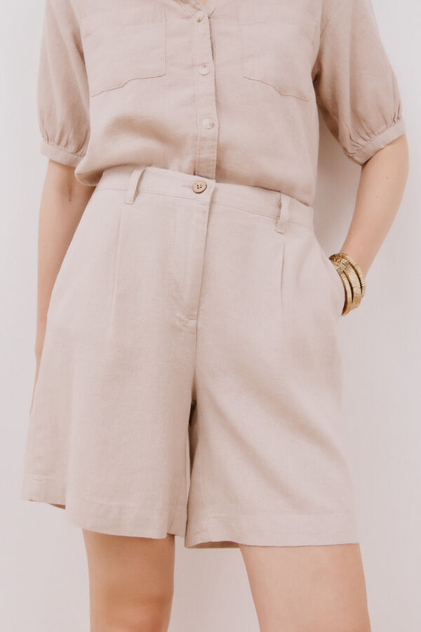 Cortefiel Bermuda de lino Arena