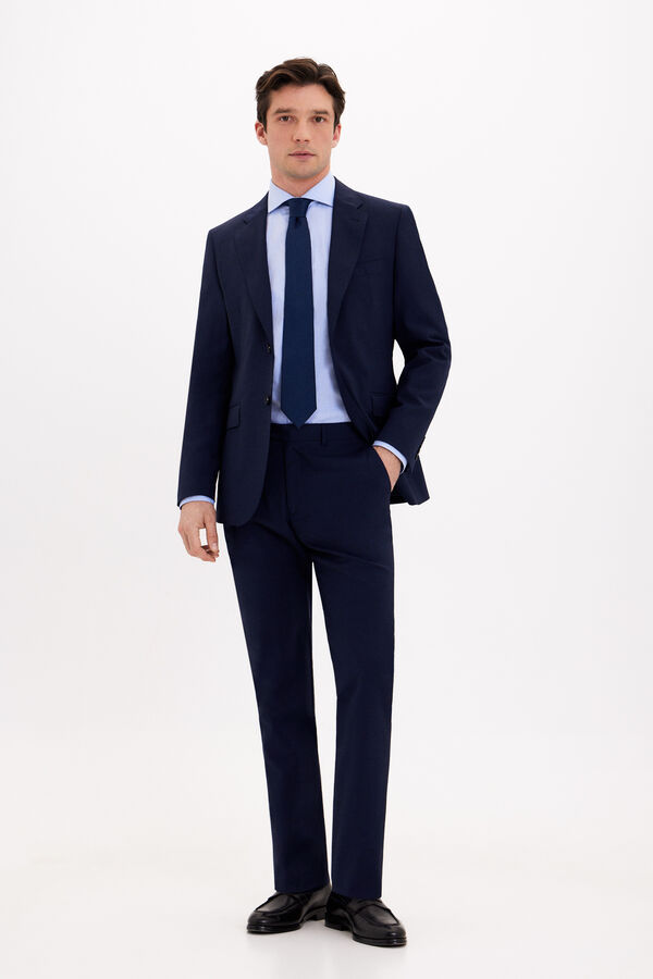Cortefiel Pantal&oacute;n microcuadro slim fit Azul marino