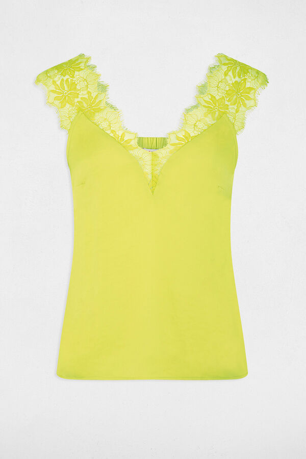 Morgan Blusa con tirantes anchos con encaje Amarillo
