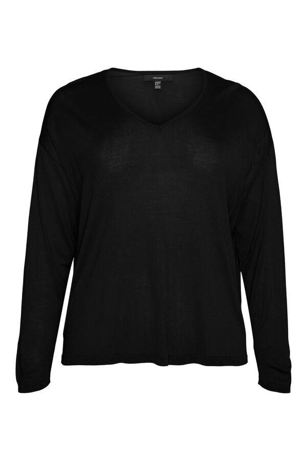 Vero Moda Curve Jersey de manga larga y cuello pico Curve Negro