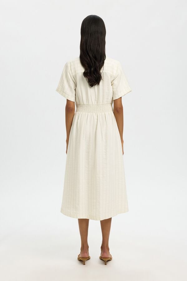 Selected Vestido midi rayas Blanco