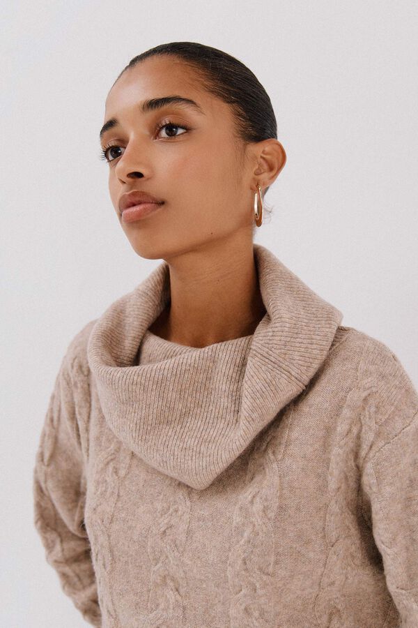 Cortefiel Jersey cuello amplio Beige