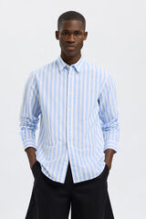 Selected Camisa de linho de manga comprida Azul