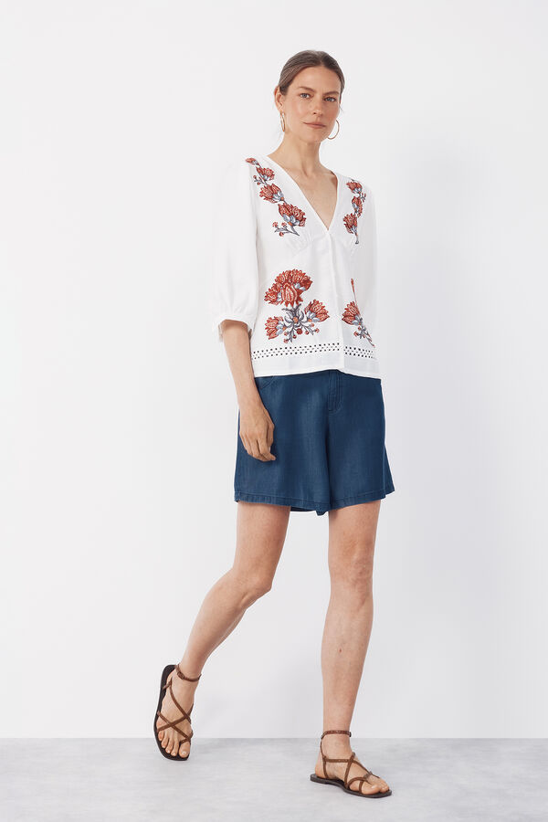 Cortefiel Blusa com estampado posicional Impress&atilde;o