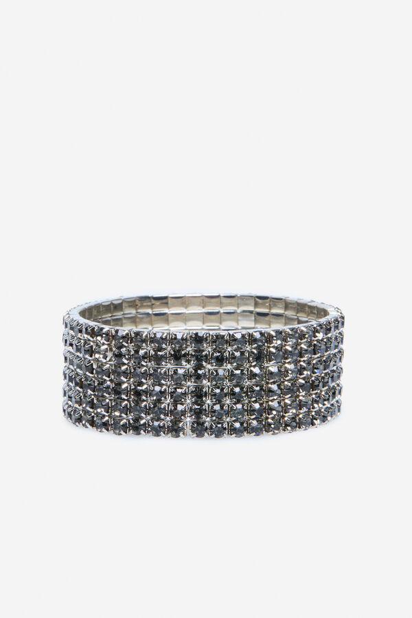Cortefiel Pulseira el&aacute;stica de strass Cinzento