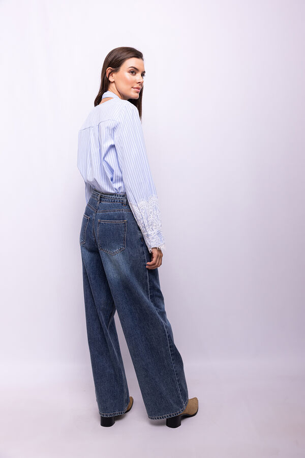 Object Blusa rayas encaje Azul