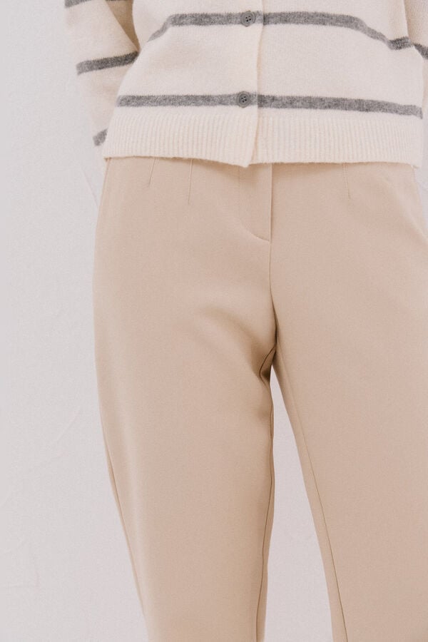 Cortefiel Pantal&oacute;n cremalleras Beige
