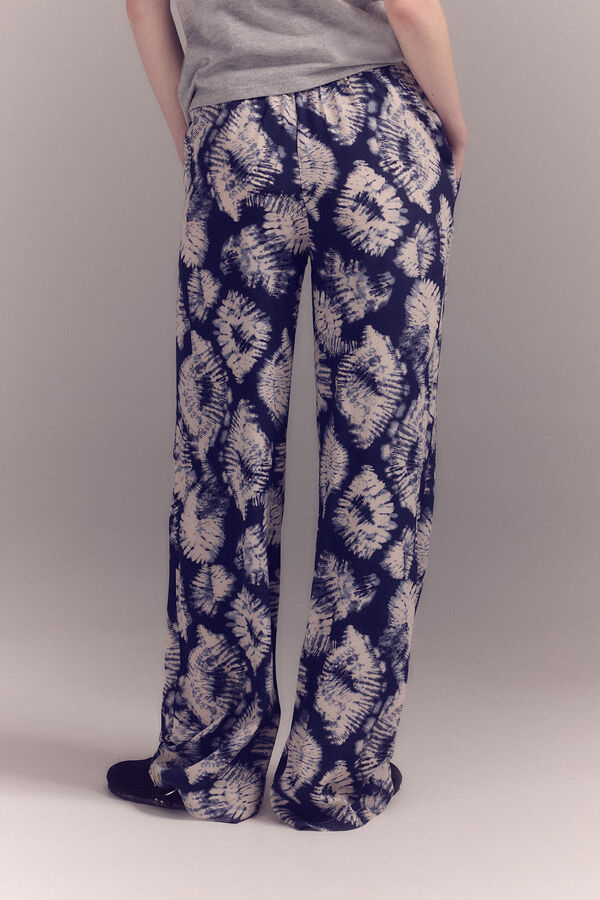 Slowlove Calças fluidas estampadas Azul