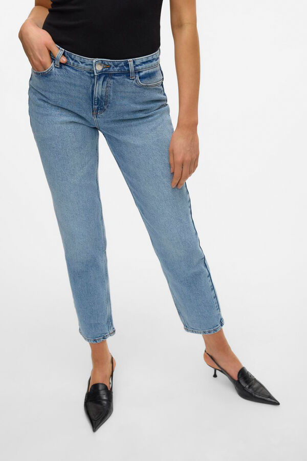 Vero Moda Vaquero recto de tiro medio Azul