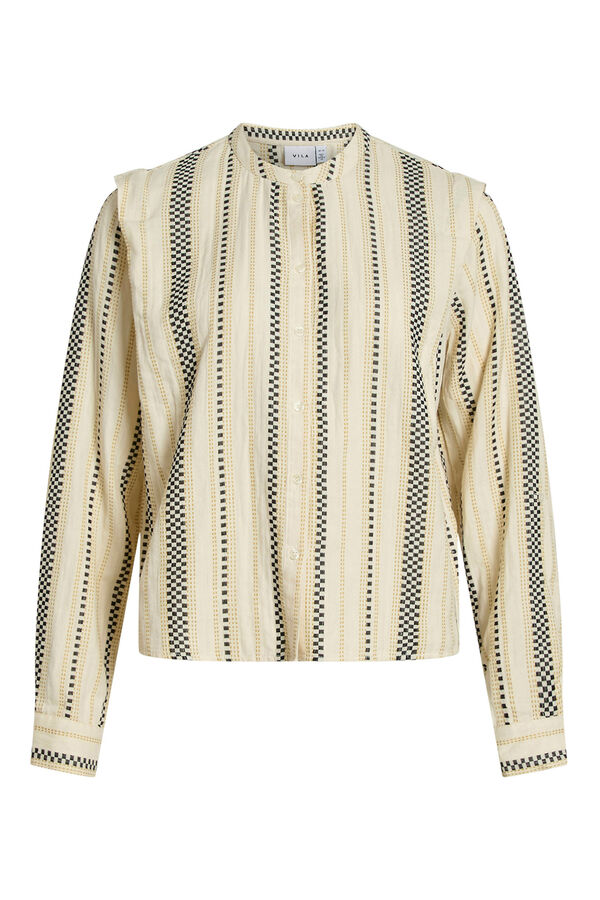 Vila Blusa con bordados de algod&oacute;n Beige