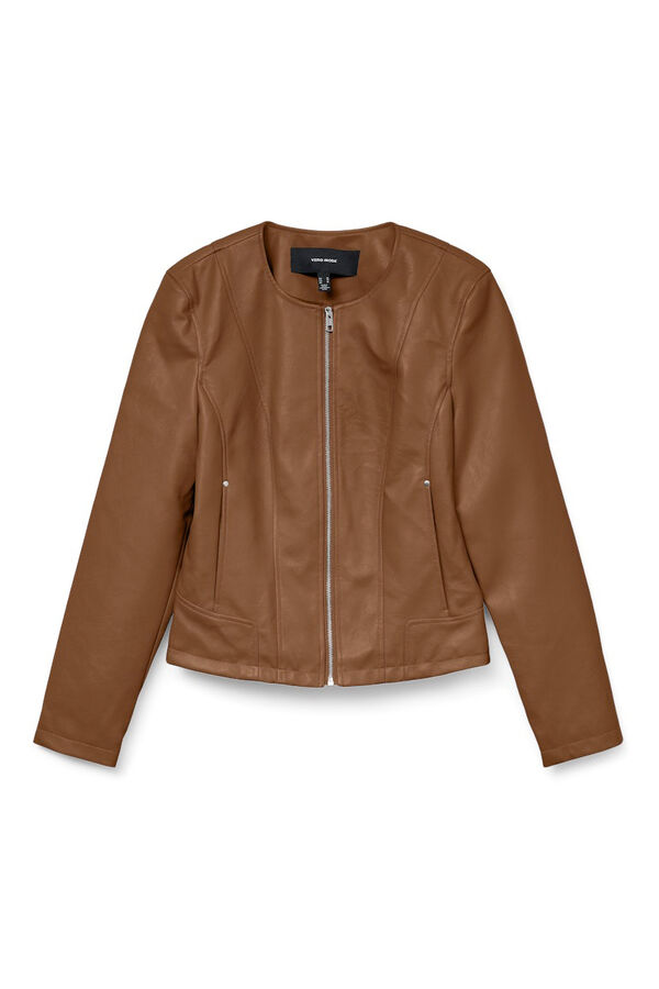 Vero Moda Cazadora efecto piel Marr&oacute;n
